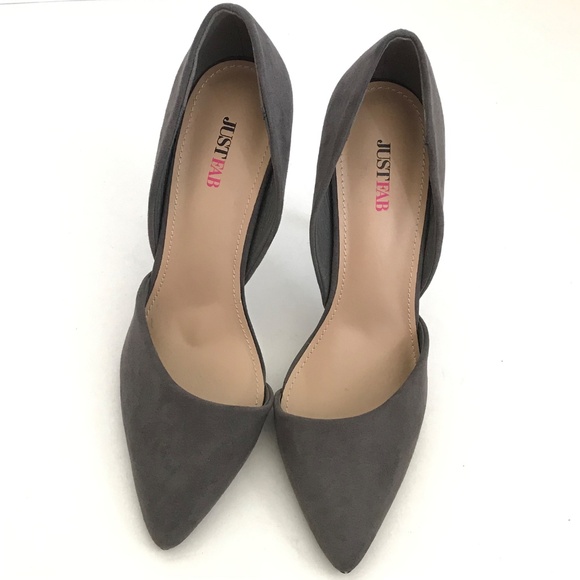 JUSTFAB Eada Stiletto Heels Asymmetrical Pump Pointed Toe Gray Women’s Size 10 - Picture 4 of 16